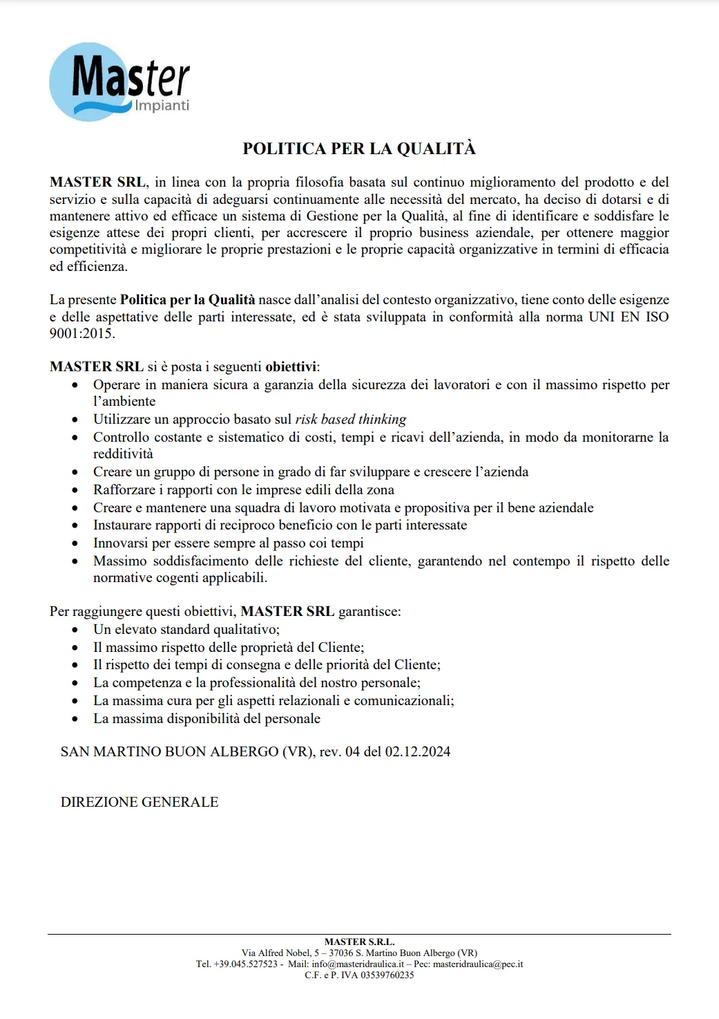 Politica della qualità