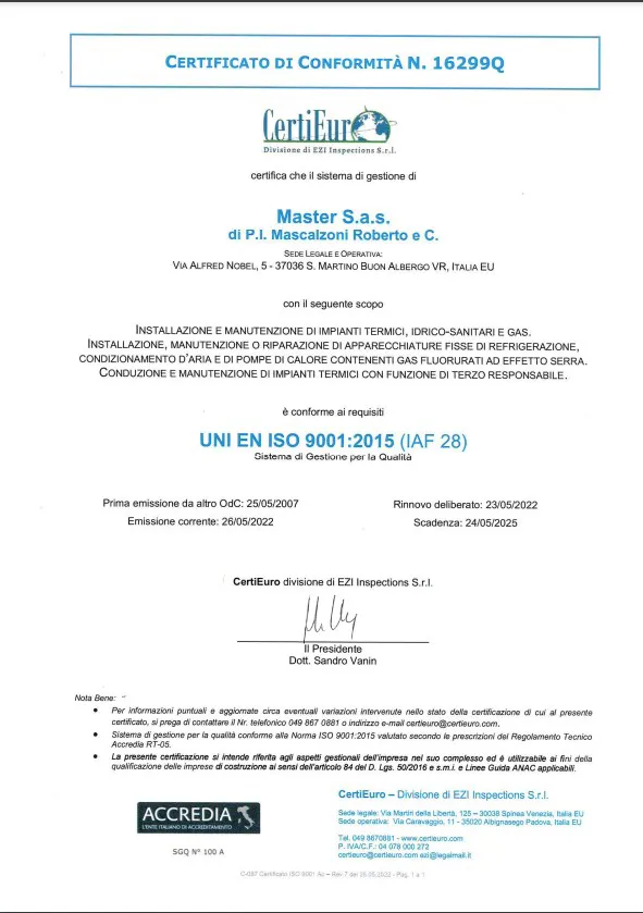 Certificato UNI ISO 9001-2015