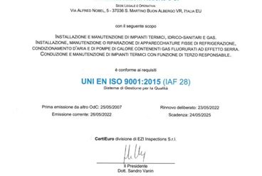 Certificato UNI ISO 9001-2015